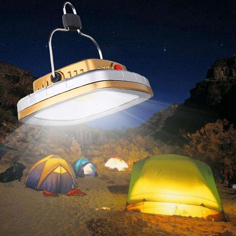 Portable Led Camping Lantern Solar Usb Rechargeable Tent Lamp Gold