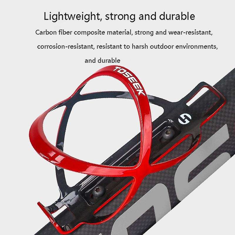 Toseek Lightweight Bicycle Bottle Holder Carbon Matte Bike Red