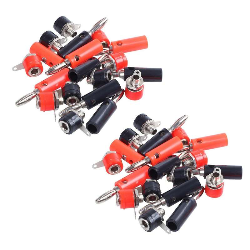 10x Banana Plugs and 10x Banana Sockets (black/red) Jack Connectors