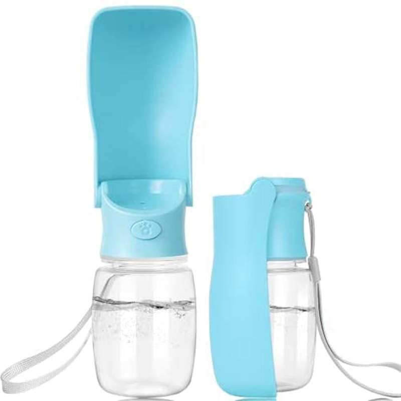 Foldable Dog Water Bottle 12oz, Portable Leak Proof for Dog -blue