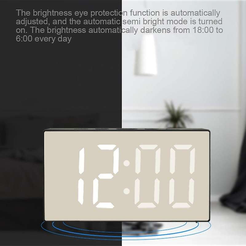Led Mirror Alarm Clock Digital Snooze Clock Home Decoration Red