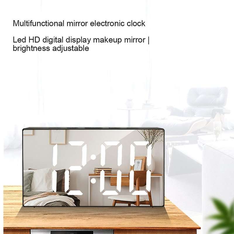 Led Mirror Alarm Clock Digital Snooze Clock Home Decoration Red