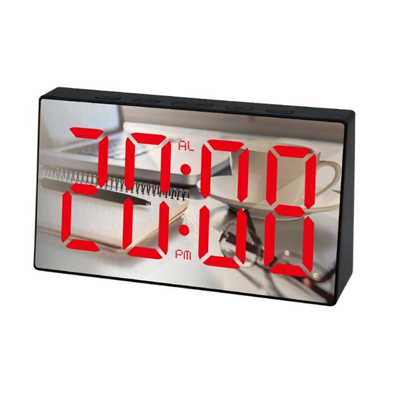 Led Mirror Alarm Clock Digital Snooze Clock Home Decoration Red