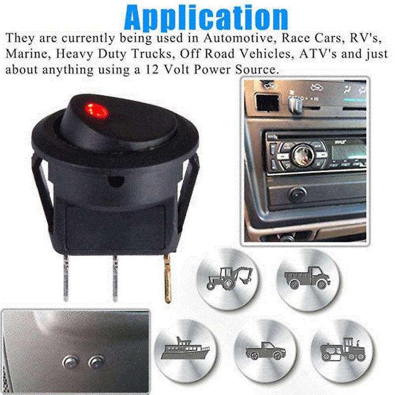20pcs 12v Rocker Dot Led Light Round Toggle Switch for Car,rv, Marine