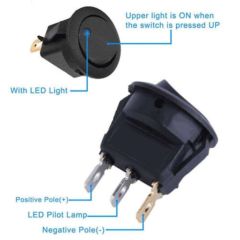 20pcs 12v Rocker Dot Led Light Round Toggle Switch for Car,rv, Marine