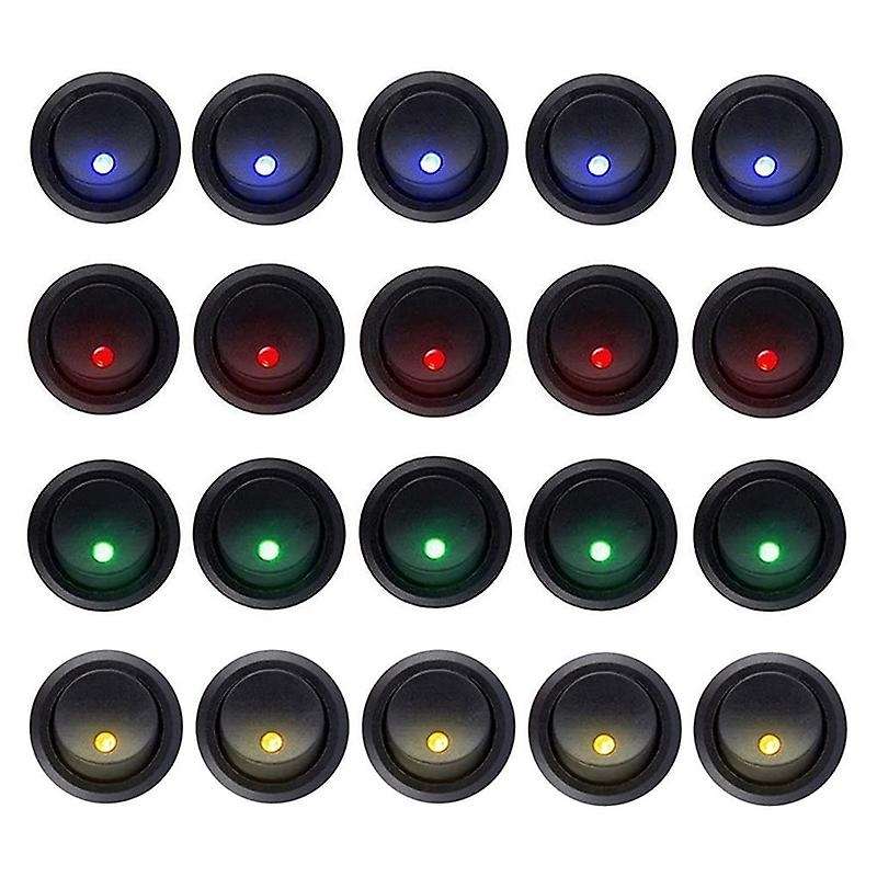 20pcs 12v Rocker Dot Led Light Round Toggle Switch for Car,rv, Marine