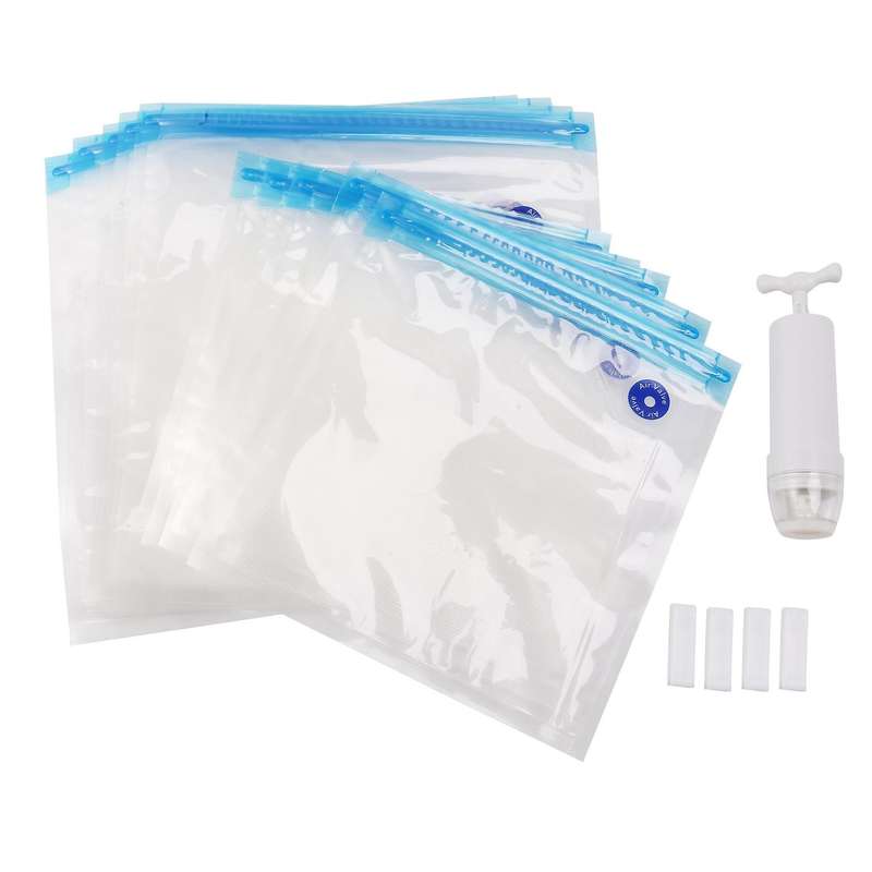 Sous Vide Bags 15 Pack Reusable, 1 Hand Pump,2 Size Sealed Bag,4 Clip