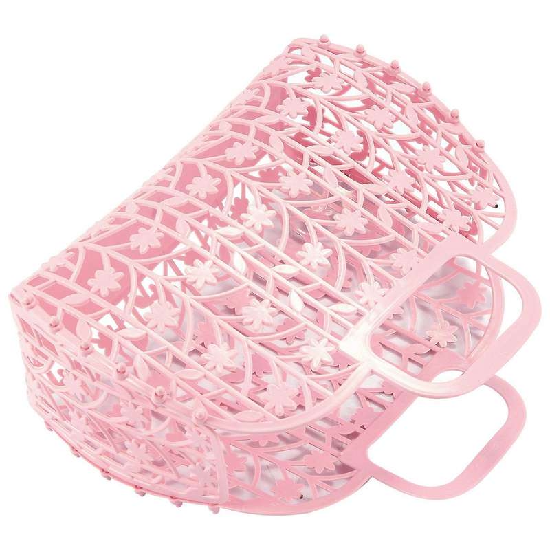 2x Bathroom Hollow Washing Storage Basket Shower Basket Plastic Pink