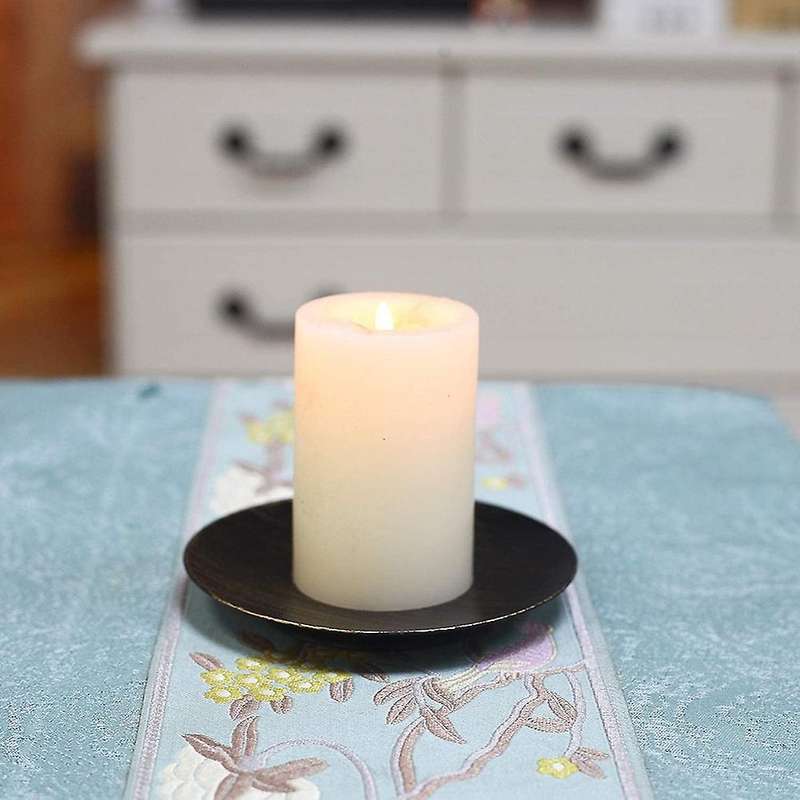 Candle Holders Plate Black Gold Set Of 2 Candlestick for Pillar