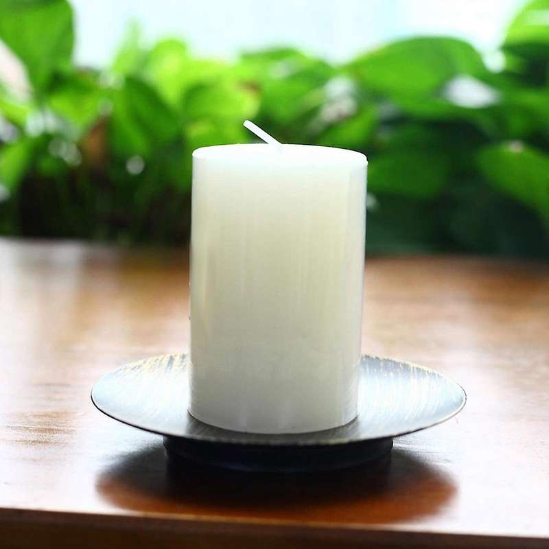 Candle Holders Plate Black Gold Set Of 2 Candlestick for Pillar