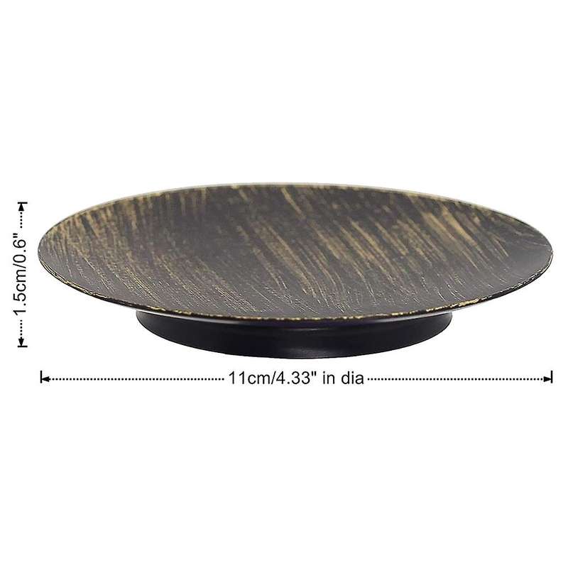 Candle Holders Plate Black Gold Set Of 2 Candlestick for Pillar