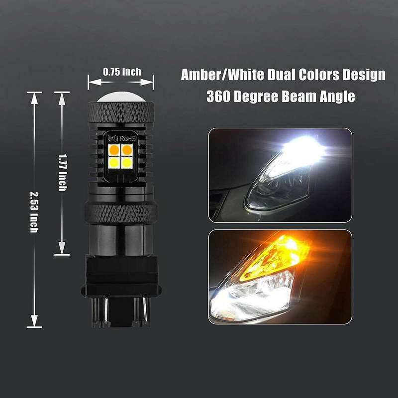 2pc Dual Color Led Bulb T25 P27/7w 3030 16led Car Reverse Brake Light