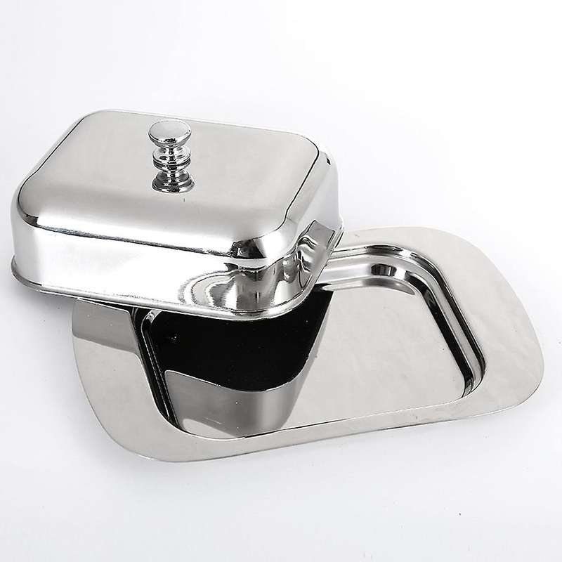 Stainless Steel Butter Dish Storage Keeper Tray with Easy to Hold Lid