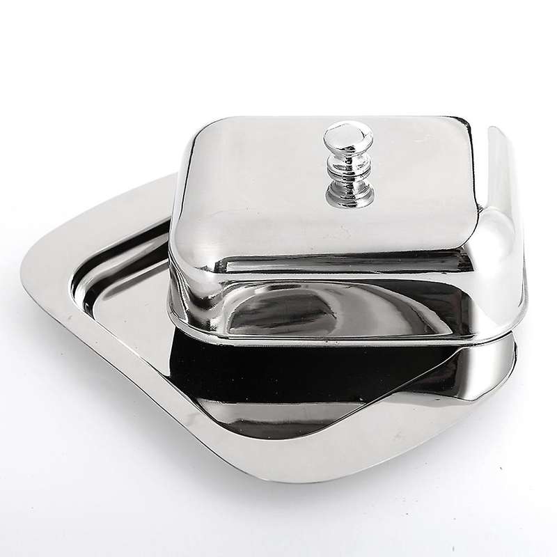 Stainless Steel Butter Dish Storage Keeper Tray with Easy to Hold Lid