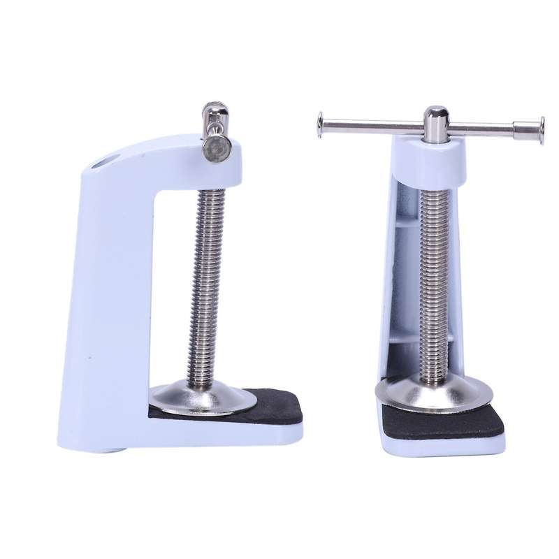 2 Pieces Metal Adjustable Arm Desk Clamp Table Lamp Clip Holder White