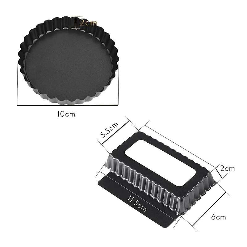 8 Pcs Non-stick Quiche Tart Pans(round&rectangle)with Bottom,for Cake