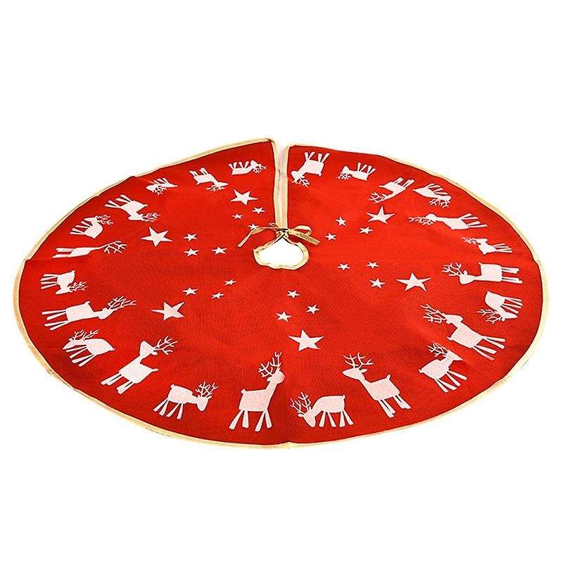1 Pcs Christmas Tree Skirt Holiday Xmas Tree Decor Red Deer Pattern