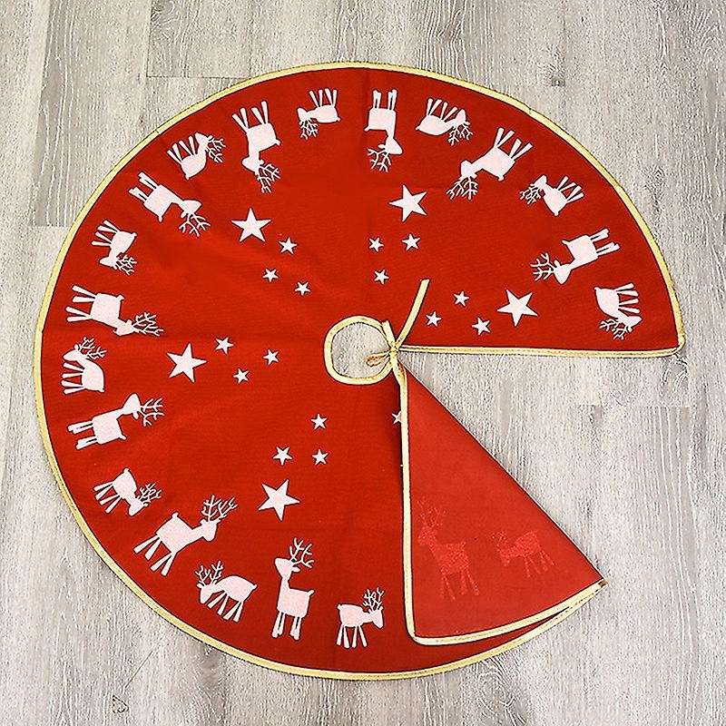 1 Pcs Christmas Tree Skirt Holiday Xmas Tree Decor Red Deer Pattern