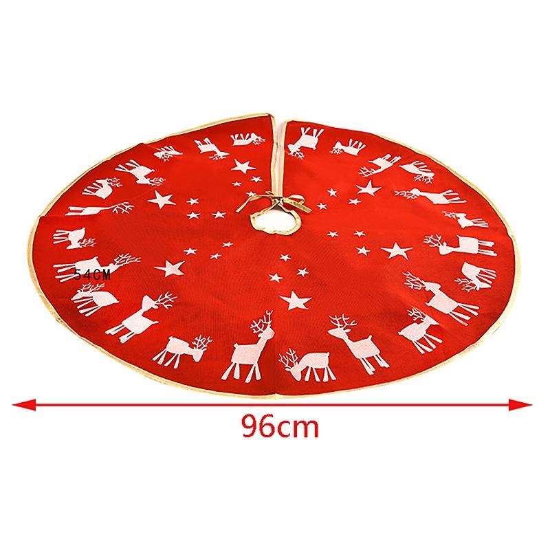 1 Pcs Christmas Tree Skirt Holiday Xmas Tree Decor Red Deer Pattern