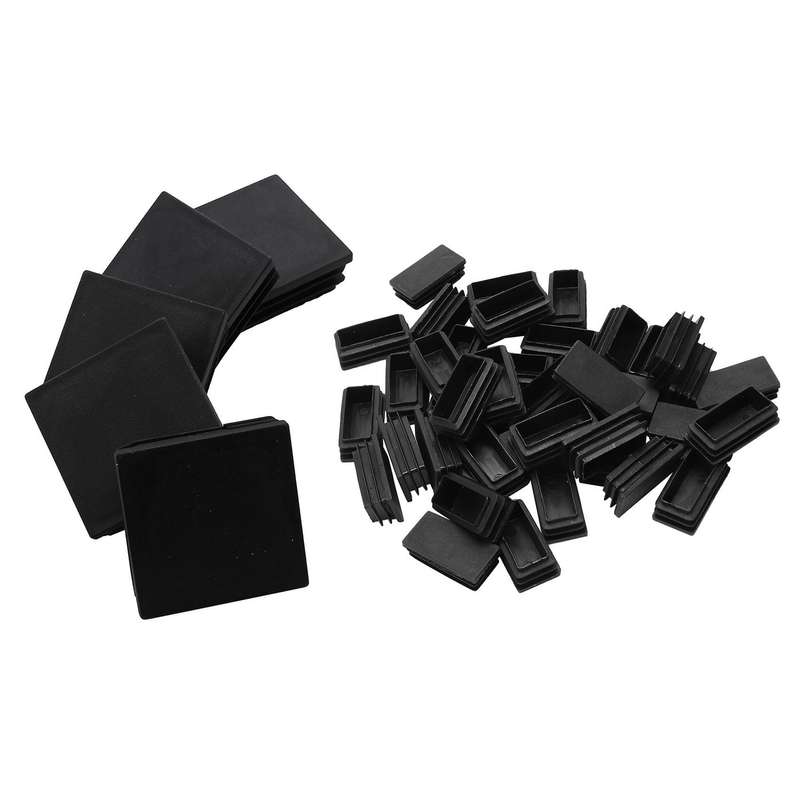 Plastic Blanking End Cap Tubing Tube Inserts 25mmx50mm 40 Pcs Black