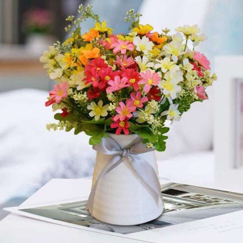 Artificial Indoor Faux Daisy Fake Flowers for Hanging Planter 6pcs