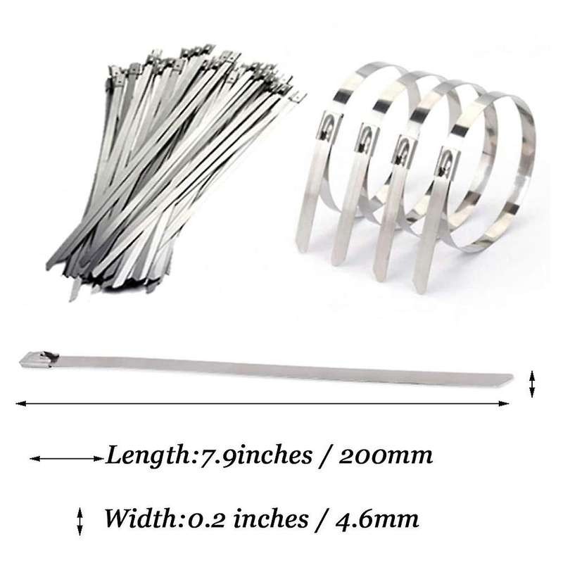 Stainless Steel Cable Ties, 100 Pcs 7.9 Inches Cable Zip Ties