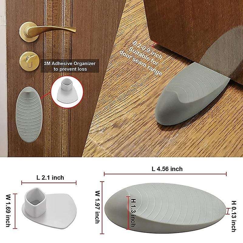 Rubber Door Stop, Door Wedge Stoppers, with Door Holder (3 Pack Gray)