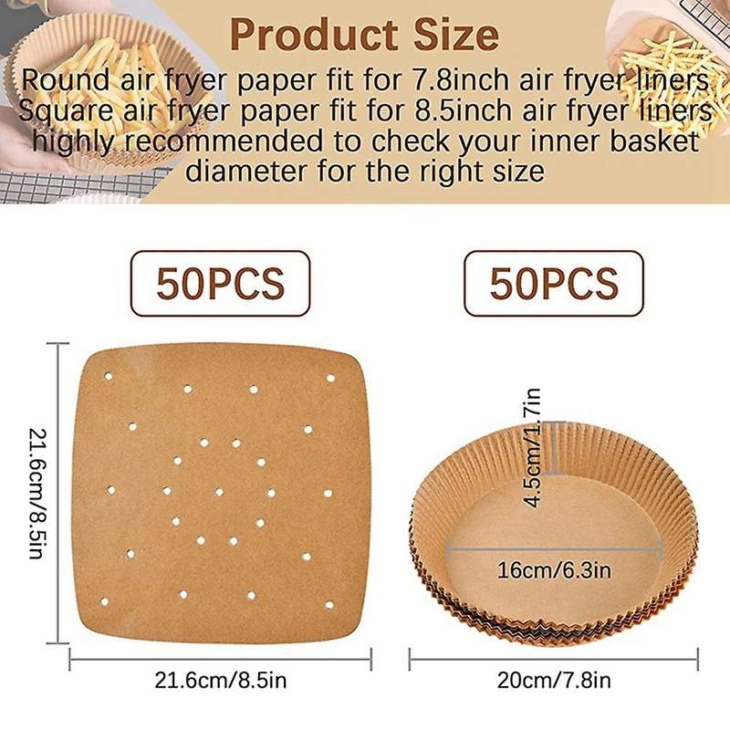 100 Pcs Air Fryer Non-stick Waterproof Oil-resistant Parchment Paper