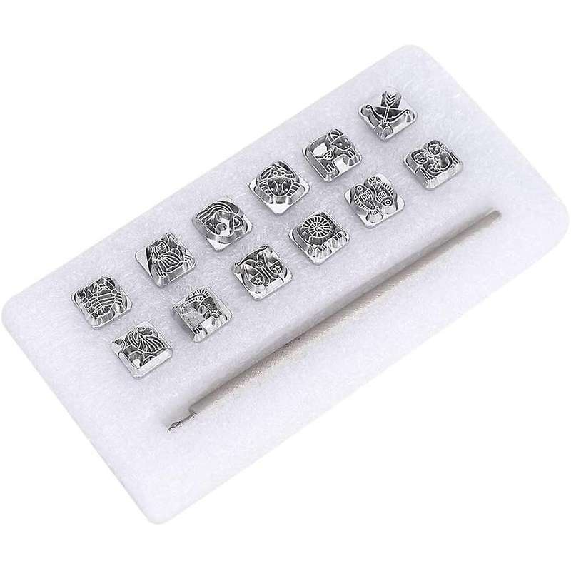 12pcs Punch Tool Twelve Constellations Pattern Diy Stamper+1pc Handle