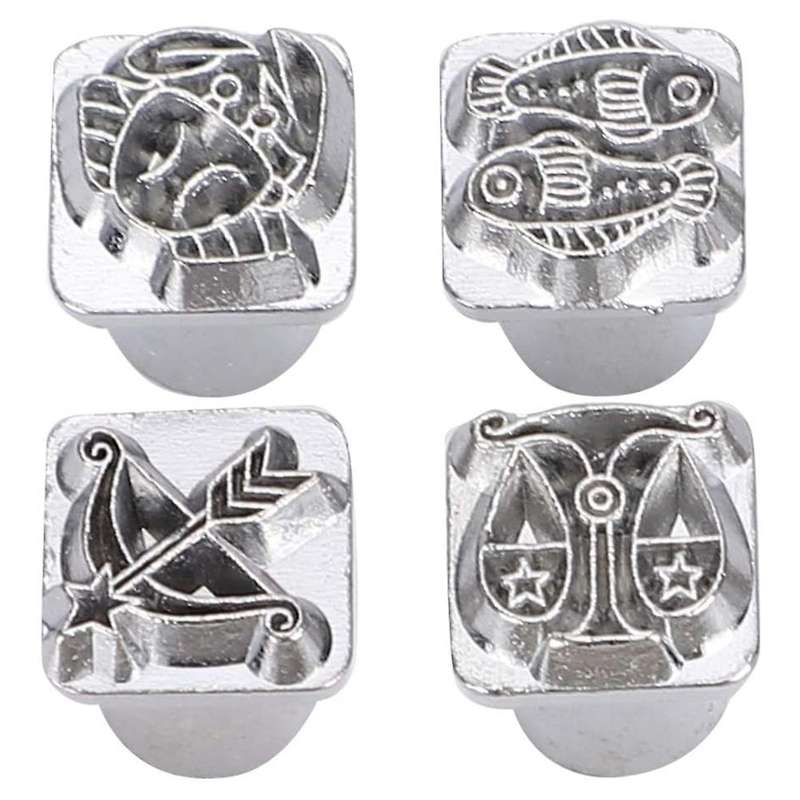 12pcs Punch Tool Twelve Constellations Pattern Diy Stamper+1pc Handle