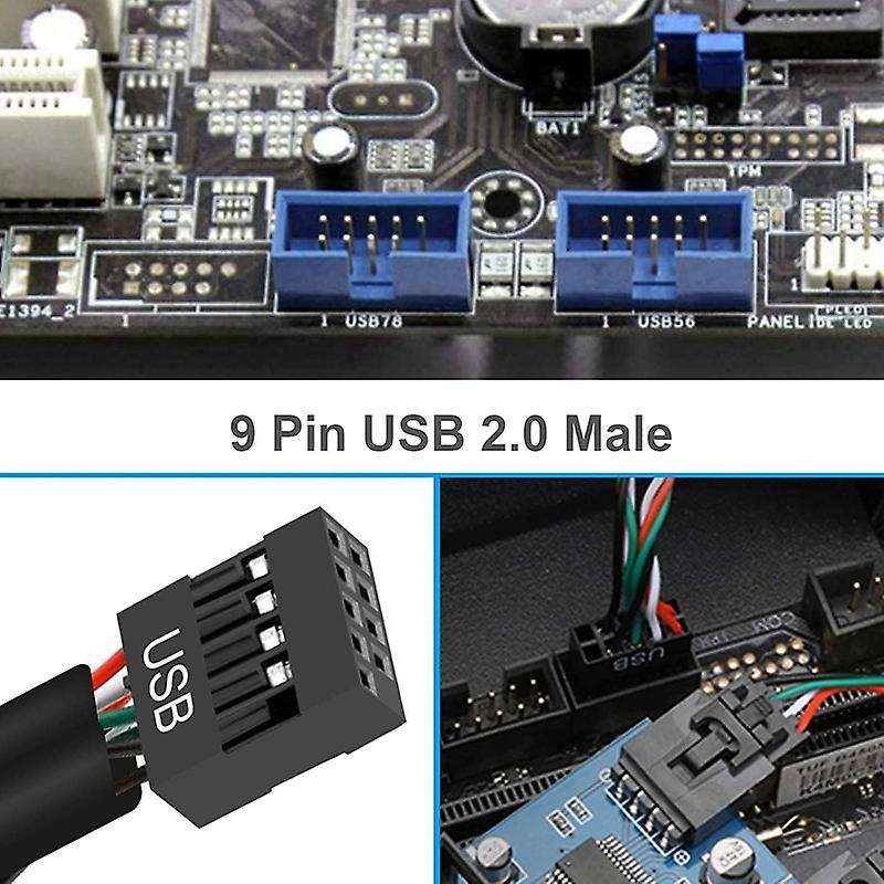 Male 1 to 4 Female 9pin Usb Header Extension Cable Card Hub Adapter