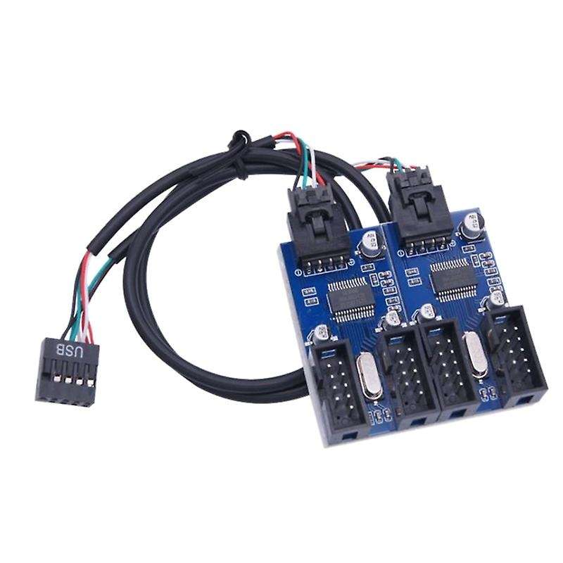 Male 1 to 4 Female 9pin Usb Header Extension Cable Card Hub Adapter