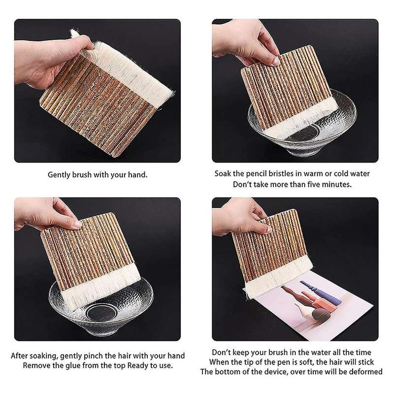 3pack 6.3inch Hake Blender Brushes Bamboo Handle Brushes for Painting