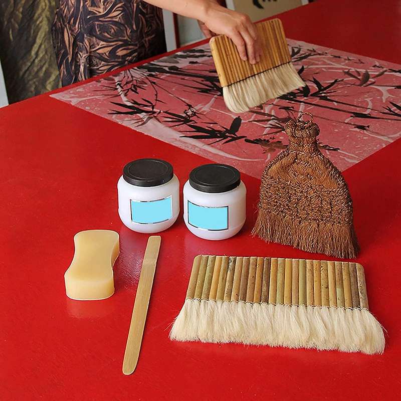 3pack 6.3inch Hake Blender Brushes Bamboo Handle Brushes for Painting
