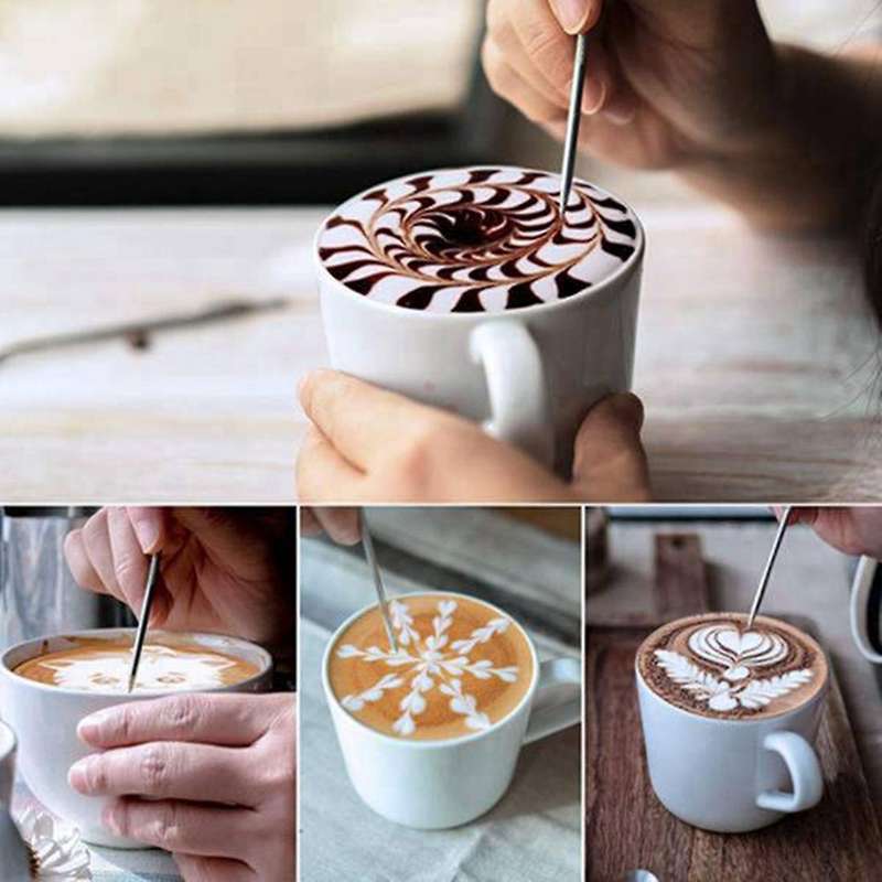 Coffee Powder Shaker 16 Pcs Coffee Cappuccino Stencils & Barista Pen