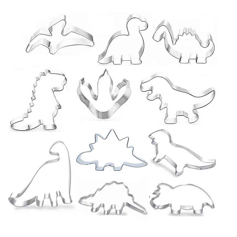 11pcs Cute Cartoon Dinosaur Cookie Cutter Mould Stainless Steel Molds
