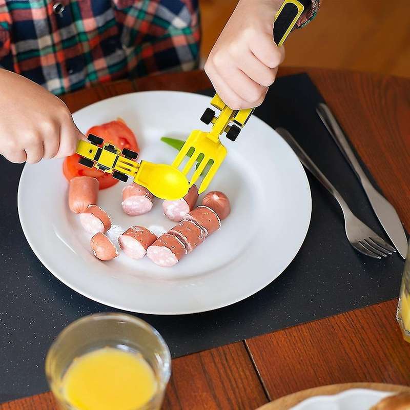 Children's Car Tableware Bulldozer Excavator Shovel 3-piece Cutlery