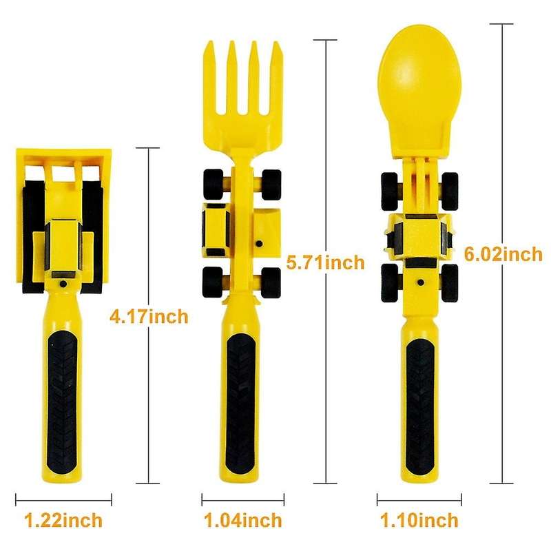 Children's Car Tableware Bulldozer Excavator Shovel 3-piece Cutlery