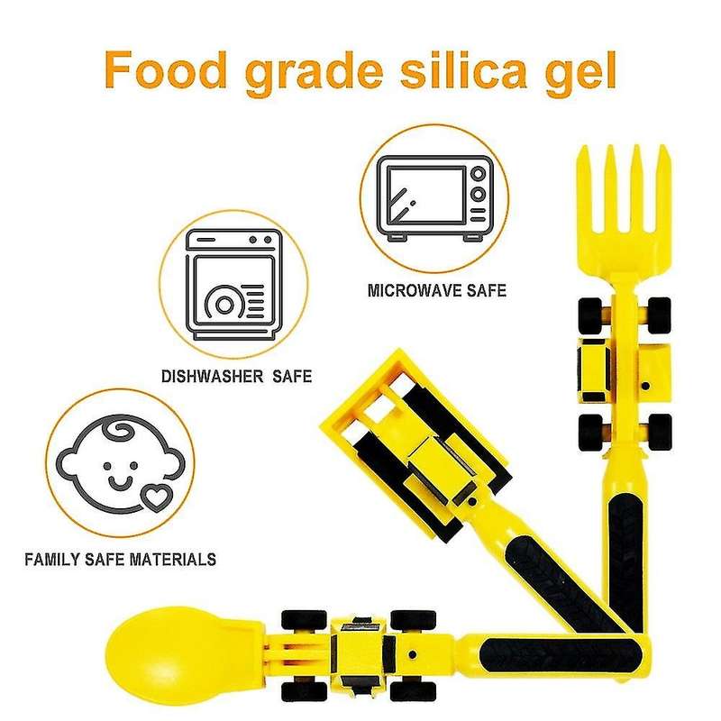 Children's Car Tableware Bulldozer Excavator Shovel 3-piece Cutlery