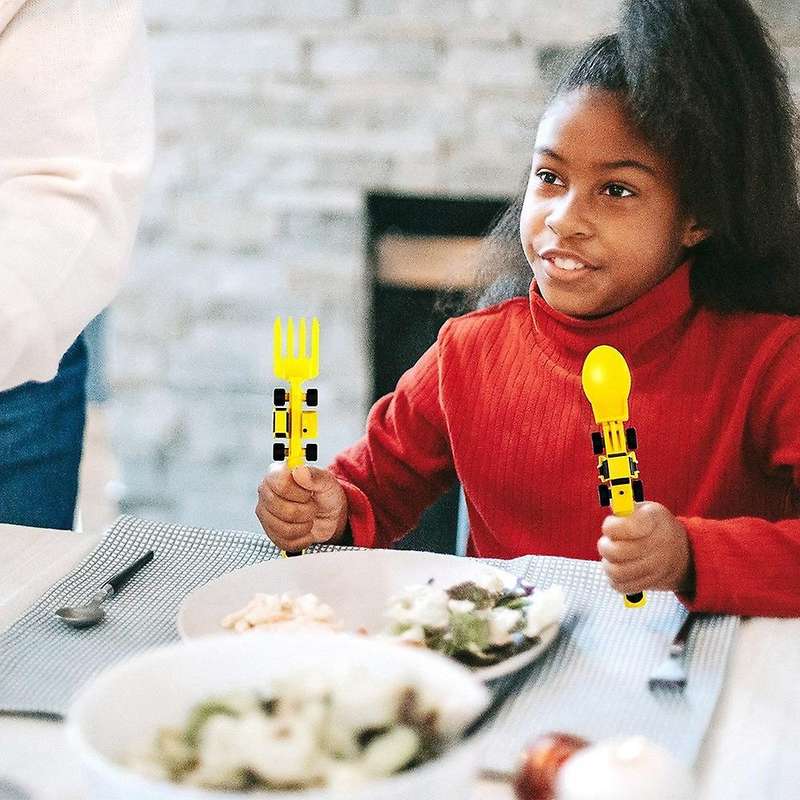 Children's Car Tableware Bulldozer Excavator Shovel 3-piece Cutlery