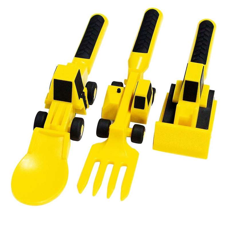 Children's Car Tableware Bulldozer Excavator Shovel 3-piece Cutlery