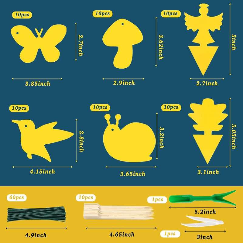 60 Pieces Fly Trap, Fly Catcher, Fruit Fly Trap, Yellow Panels