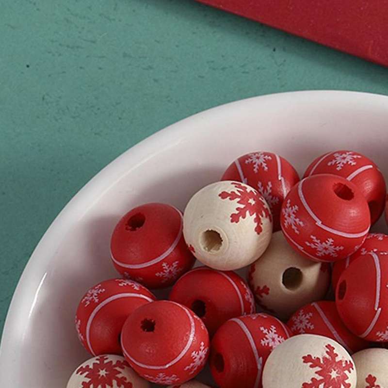 Christmas Wooden Beads Garland 100pcs 16mm Colored Wood Balls Bulk