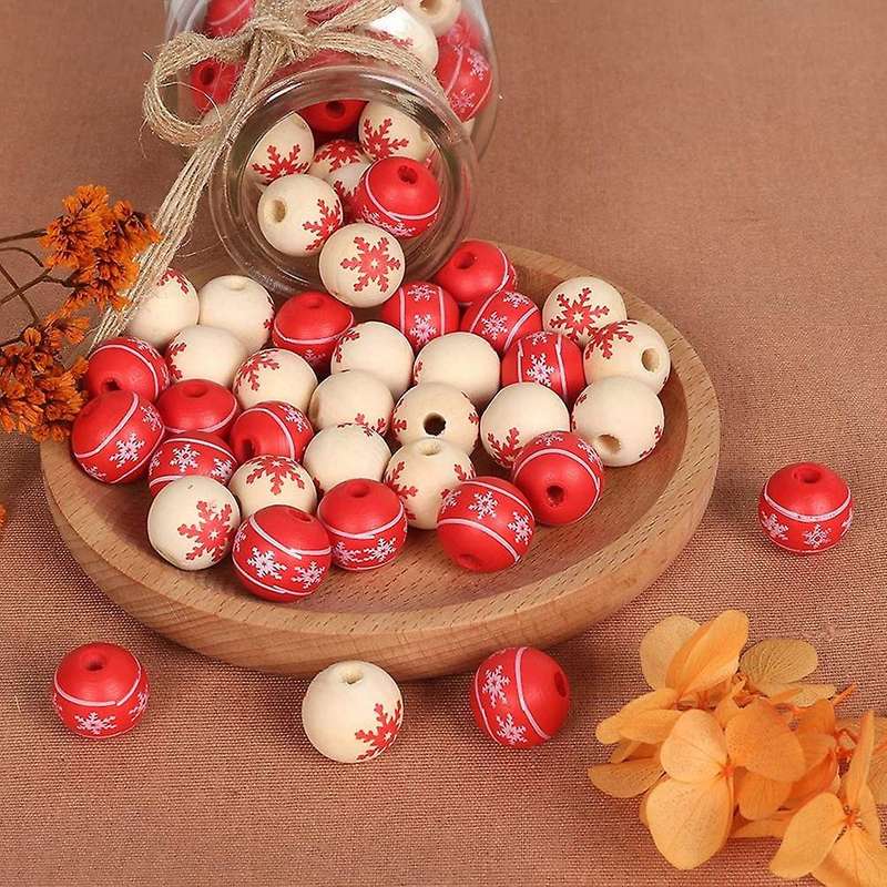 Christmas Wooden Beads Garland 100pcs 16mm Colored Wood Balls Bulk