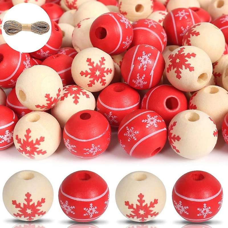 Christmas Wooden Beads Garland 100pcs 16mm Colored Wood Balls Bulk
