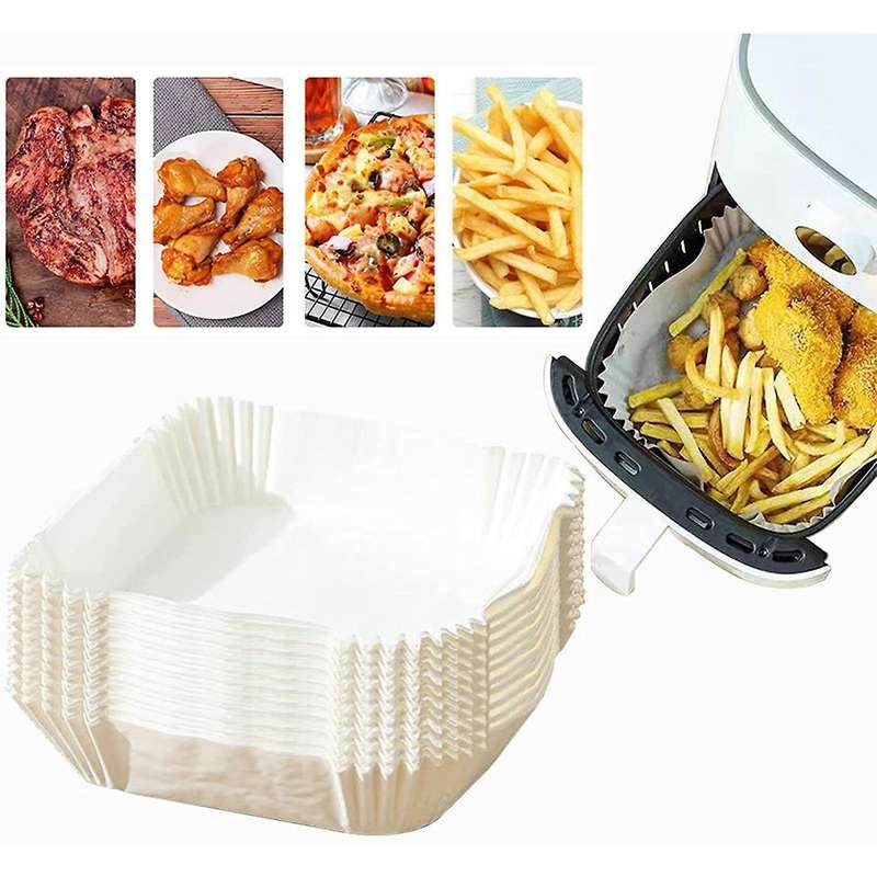 100 Pcs 6.3 Inch Air Fryer Liner Wood Pulp Paper Wood Pulp Paper