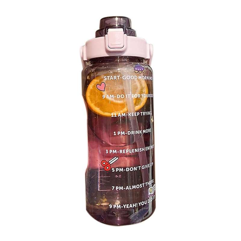 2l Sports Bottle with Straw Portable Summer Drinking Bottle Purple