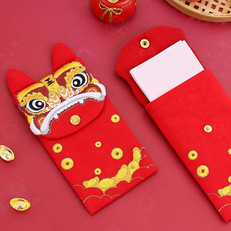 2pcs Chinese Silk Embroidery Red Envelopes, for Spring Festival,tiger