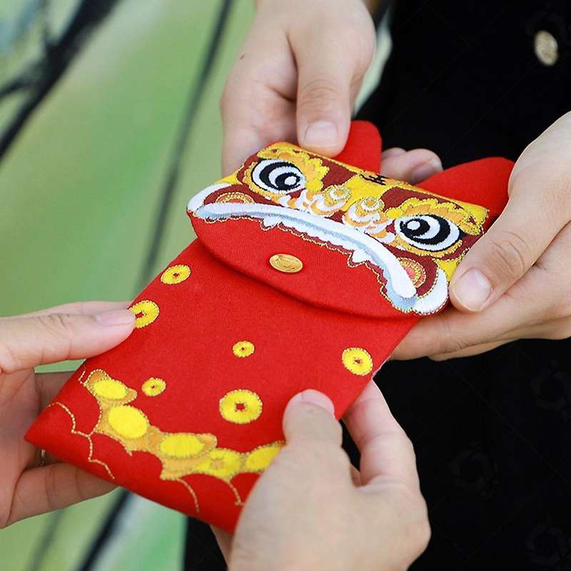 2pcs Chinese Silk Embroidery Red Envelopes, for Spring Festival,tiger