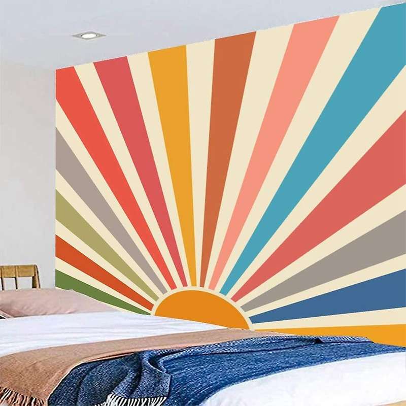 Sun Tapestry Boho Wall Hanging Rainbow Geometric Abstract 51 X 59inch